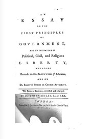 Cover of: An essay on the first principles of government