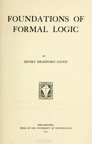 Cover of: Foundations of formal logic