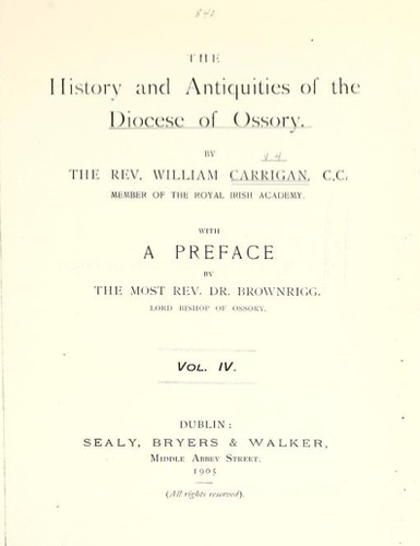 The history and antiquities of the diocese of Ossory by William Carrigan