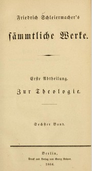 Cover of: Friedrich Schleiermacher's sämmtliche werke. by Friedrich Schleiermacher