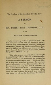 Cover of: The sending of the apostles, two by two: a sermon preached in the Walnut Street Presbyterian Church, West Philadelphia, May 18, 1890.