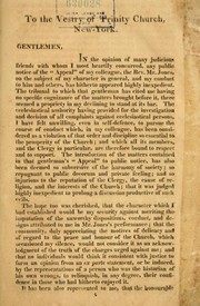 Cover of: Letter to the vestry of Trinity Church
