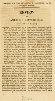 Cover of: Review of American Unitarianism. by Jedidiah Morse