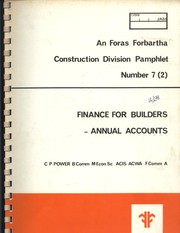 Cover of: Finance for Builders - Annual Accounts: Construction Division Pamphlet Number 7 (2)