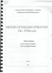 Cover of: History of english literature Vth - XVIIth cent