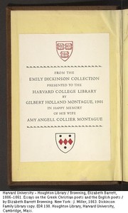 Cover of Essays on the Greek Christian poets and the English poets