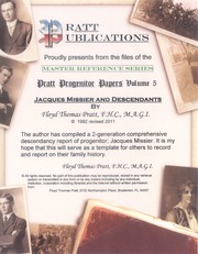 Jacques Missier Missé Missey and Descendants Volume 5 of the Pratt Progenitor Papers Series by Floyd Thomas Pratt F.H.C., M.A.G.I.