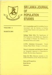 Cover of: Untitled: in Sri Lanka Journal of Population Studies, Vol. 4, March 2001
