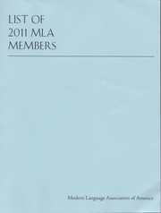 Cover of: List of 2011 MLA Members | 