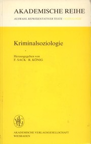 Cover of: Kriminalsoziologie