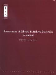 Cover of: Preservation of Library & Archival Materials: A Manual