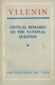 Cover of: Critical remarks on the national question by Vladimir Il’ich Lenin