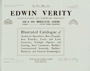Illustrated Catalogue of Architects' Specialities, Brass Foundry, Iron Foundry, Locks & Lock Furniture, Fanlight Openers & Gearing, Steel Casements, Builders' Constructional Ironwork, Builders' Hardware & General Ironmongery by Edwin Verity [firm]