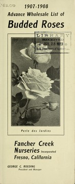 Cover of: Advance wholesale list of budded roses