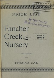 Cover of: Price list of Fancher Creek Nurseries: season of 1897-8