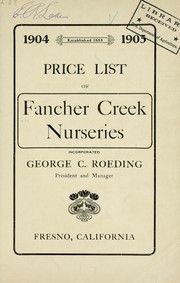 Cover of: Price list of Fancher Creek Nurseries