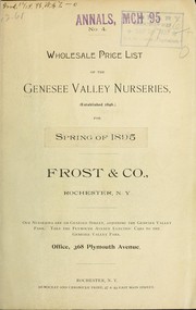 Cover of: Wholesale price list of the Genesee Valley Nurseries for spring of 1895 by Genesee Valley Nurseries