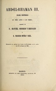 Cover of: Abd-el-Rhaman III by Manuel Ossorio y Bernard