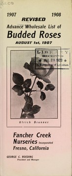 Cover of: Revised advance wholesale list of budded roses: August 1st, 1907