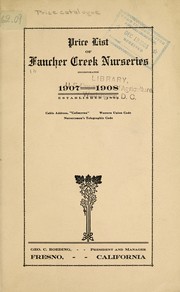 Cover of: Price list of Fancher Creek Nurseries: 1907-1908