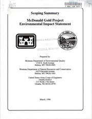 Cover of: Scoping summary: McDonald Gold Project environmental impact statement