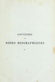 Cover of: Souvenirs et notes biographiques