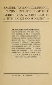 Cover of: Samuel Taylor Coleridge: en Zijne Intuities op het gebied van Wijsbegeerte, Ethiek en Godsdienst