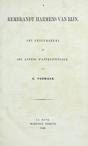 Cover of: Rembrandt Parmens Van Rijn: ses precurseurs et ses annees d'apprentissage