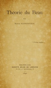 Cover of: Theorie du beau by Martin Schweisthal