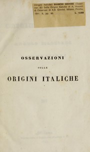 Cover of: Sulle origini italiche di Angelo Mazzoldi osservazioni