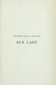 Cover of: Opinion d'un artiste sur l'art