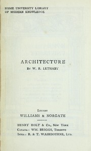 Cover of: Architecture: an introduction to the history and theory of the art of building