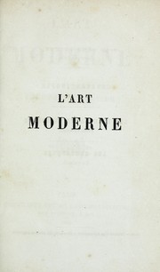 Front cover of L'art moderne by Tĥaeophile Gautier