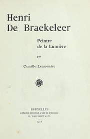 Cover of: Henri de Braekeleer: peintre de la lumiere