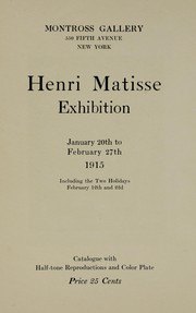 Cover of: Henri Matisse exhibition: January 20th to February 27, 1915, catalogue