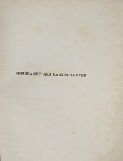 Cover of: Rembrandt als Landschafter