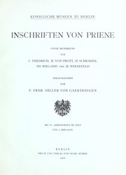 Cover of: Inschriften von Priene by Hiller von Gaertringen, Friedrich Freiherr