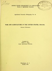 Cover of: War and agriculture in the United States, 1914-1941: selected references