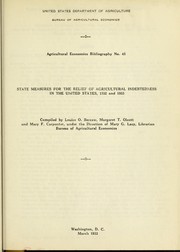 Cover of: State measures for the relief of agricultural indebtedness in the United States, 1932 and 1933 | Louise O. Bercaw