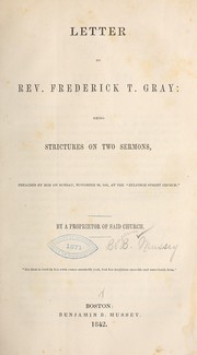 Letter to Rev. Frederick T. Gray by Benjamin B. Mussey