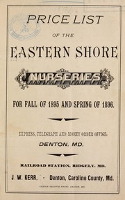 Cover of: Price list of the Eastern Shore Nurseries: for fall of 1895 and spring of 1896