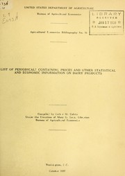 Cover of: List of periodicals containing prices and other statistical and economic information on diary products.