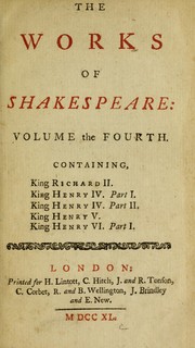 Cover of: Richard II / King Henry IV. Part I / King Henry IV. Part II / King Henry V / King Henry VI. Part I by William Shakespeare