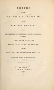 Cover of: Letter of the Rev. William E. Channing to the standing committee by William Ellery Channing