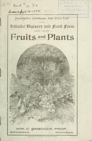 Cover of: Descriptive catalogue and price list of the Hillside Nursery and Fruit Farm: high grade fruits and plants