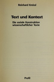 Cover of: Text und Kontext : die soziale Konstruktion wissenschaftlicher Texte by 