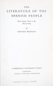 Cover of: The Literature of the Spanish People by Gerald Brenan, Gerald Brenan