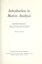 Cover of: Introduction to matrix analysis