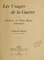 Cover of: Les usages de la guerre et la doctrine de l'État-major-allemand