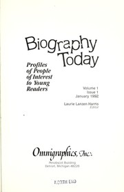 Cover of: Biography Today 1992, Vol 1 Issue 1 (Biography Today General Series) by Laurie Harris